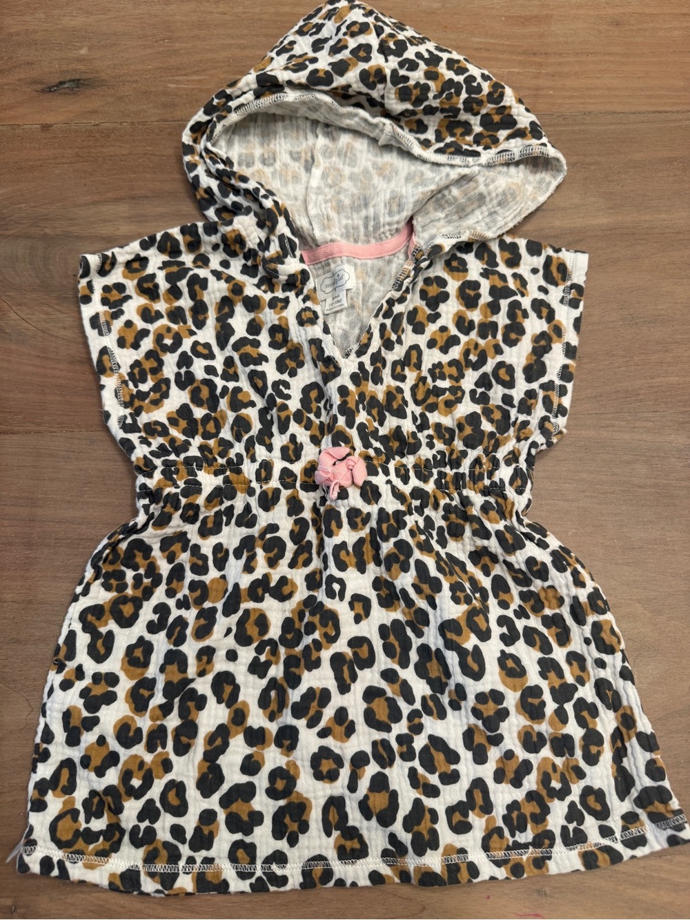 Mud Pie Leopard Print Hooded Cover-Up Dress | 12-18M